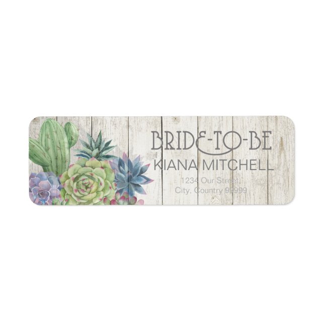 Étiquette Succulents et mariée rustique en bois ID515 (Devant)