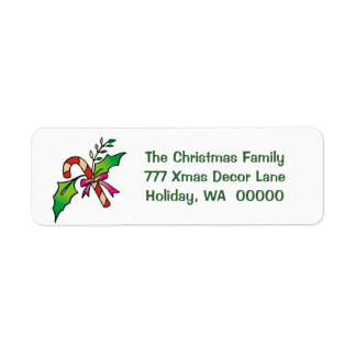 Étiquette Sucre de canne Holly Retourner l'adresse Noël