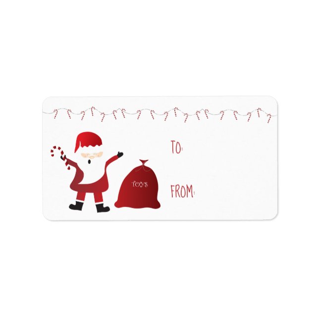 Étiquette Sucres de canne de sac de jouets du Père Noël (Devant)