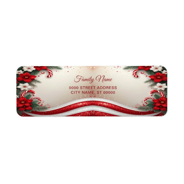 Étiquette Sucres de canne floraux de Noël Adresse de retour (Devant)