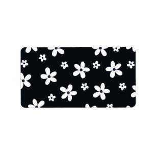 Étiquette Summer Boho Black White Daisy Flowers