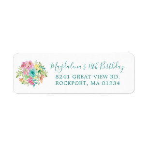 Étiquette Summer Floral 18th Birthday Adresse de retour