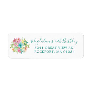 Étiquette Summer Floral 90th Birthday Adresse de retour