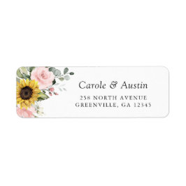 Étiquette Sunflower Blush Rose Floral Adresse de retour Labe