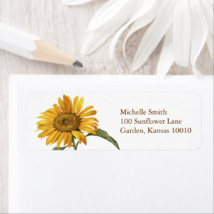 Étiquette Sunflower Botanical Return Adresse