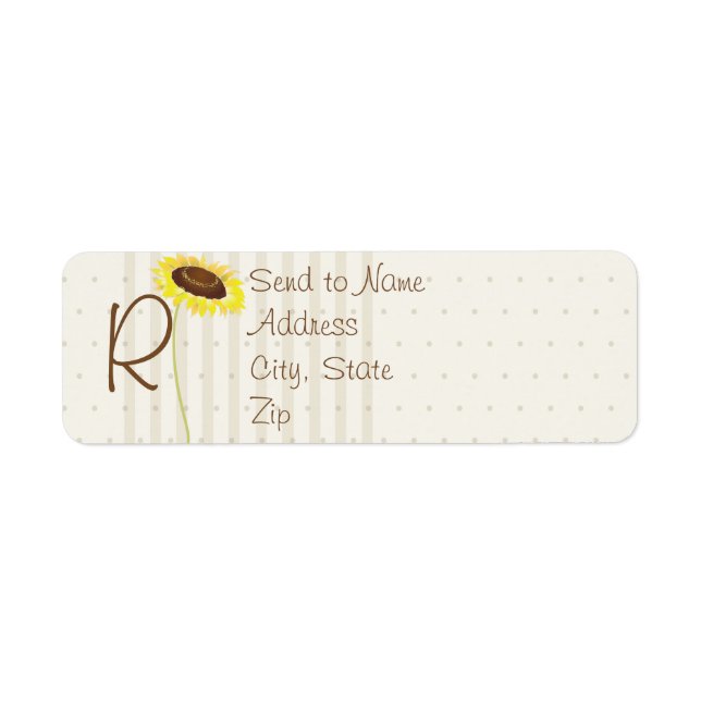 Étiquette Sunflower Et Stripes Collection Monogramme Adresse (Devant)