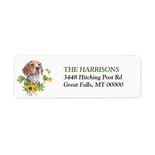 Étiquette Sunflower Eucalyptus Beagle chien Adresse de retou
