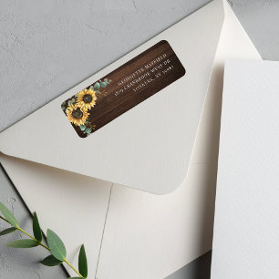 Étiquette Sunflower Eucalyptus Floral Russe Adresse de retou