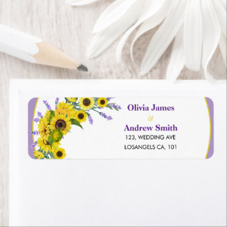 Étiquette Sunflower & Lavender Wedding Return Address 