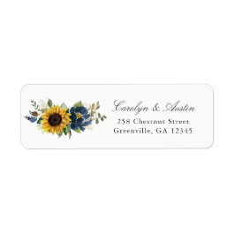 Étiquette Sunflower Navy Blue Floral Adresse de retour Label