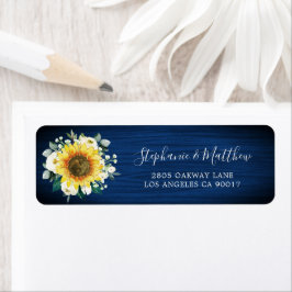 Étiquette Sunflower Navy Blue Wood Adresse