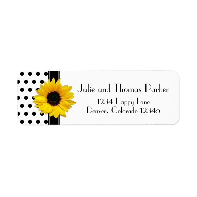 Étiquette Sunflower Polka Point Mariage Adresse de retour (Devant)