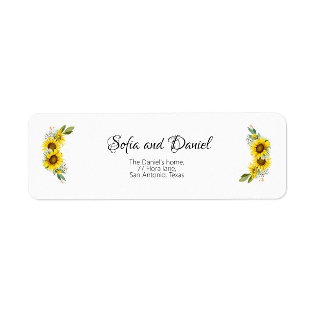 Étiquette Sunflower watercolor daisy wildflower wedding (Devant)