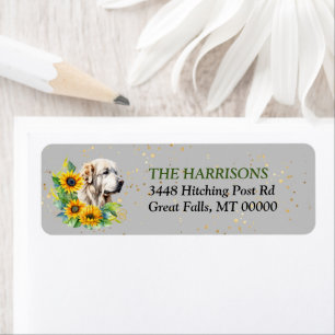 Étiquette Sunflower Wreath Great Pyrenees Chien Retour Adres