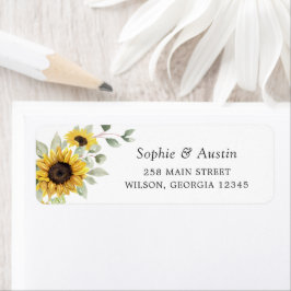 Étiquette Sunflowers Green Elegant Adresse de retour