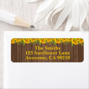 Étiquette Sunflowers Rustic Wedding Return Address Labels