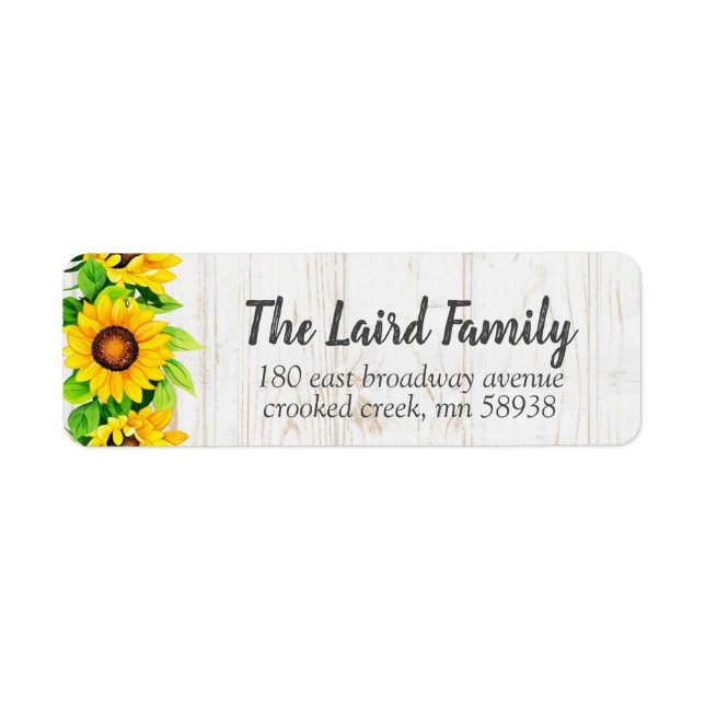 Étiquette Sunflowers & Rustic Wood Country Adresse de retour (Devant)