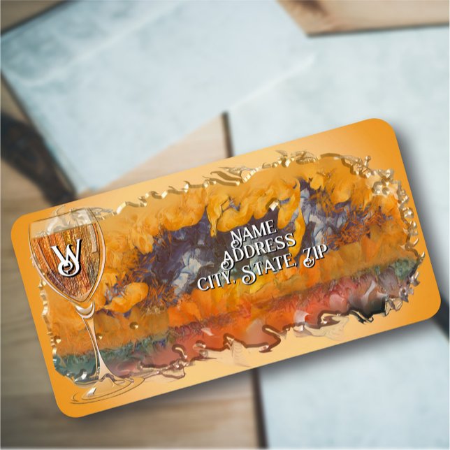 Étiquette Sunset de vin Abstrait 0612 Adresse (Créateur téléchargé)