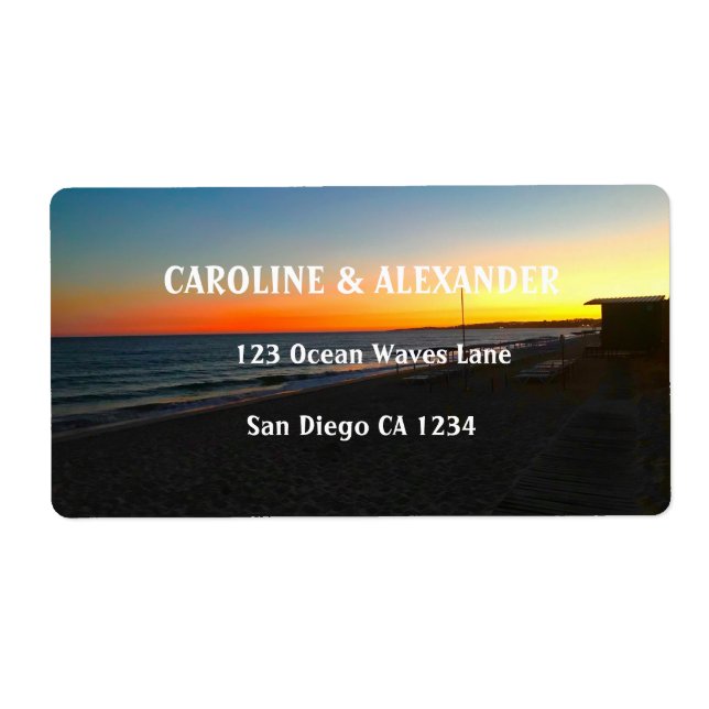 Étiquette Sunset Ocean Sunset Tropical Beach Mariage (Devant)