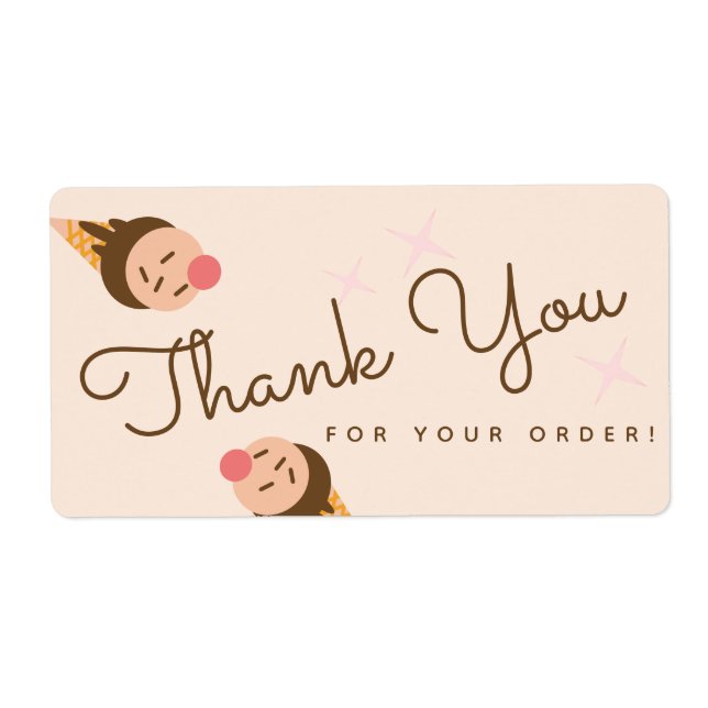 Étiquette Super Merci de cône de glace à crème glacée Carré  (Devant)