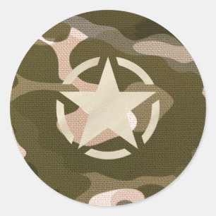 Étiquette sur le style de camouflage Burlap