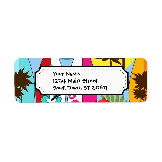 Étiquette Surf Boutique Surf Ocean Beach Surfboards Palm Tre (Devant)
