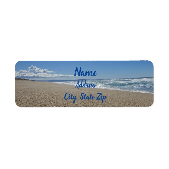 Étiquette Surf photo de plage Sand Blue Sky Côte Pacifique (Devant)