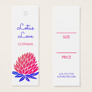 Étiquette Suspendue Fleur de Lotus Taille Vêtement