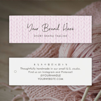 Étiquette Suspendue Tricot Fil Rose Blush Mini