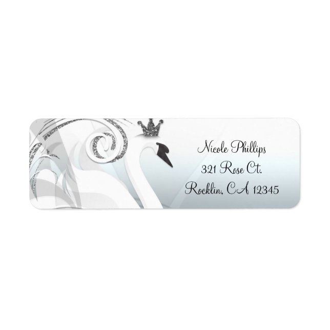 Étiquette Swan Princess Silver & White Elegance Invitation (Devant)