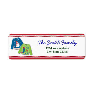 Étiquette Sweater de Noël moche Retourner l'adresse Étiquett