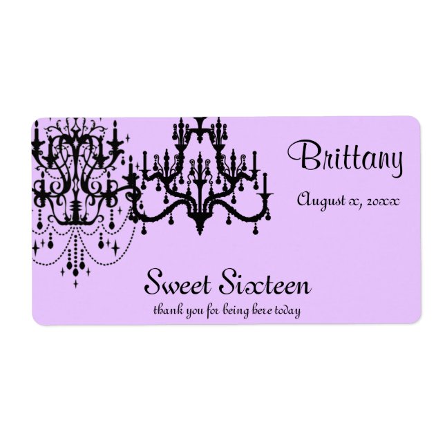 Étiquette Sweet 16, Bouteille d'eau personnalisée (Devant)