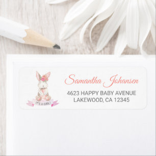 Étiquette Sweet Bunny Baby shower Floral Adresse de retour