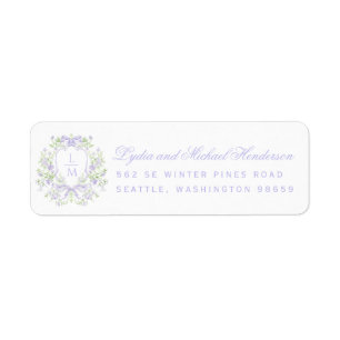 Étiquette Sweet Crest avec Lavender Bows Adresse de retour