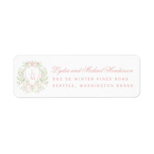 Étiquette Sweet Crest with Pink Bows Mariage Adresse de reto