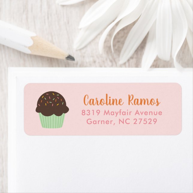 Étiquette Sweet Cupcake Kids Adresse de retour (En situation)