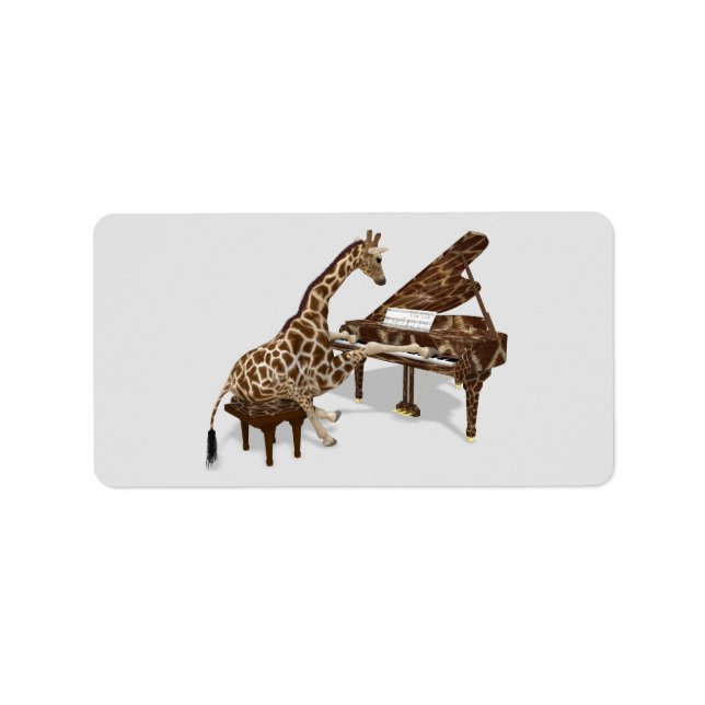 Étiquette Sweet Giraffe Aime Jouer Piano (Devant)