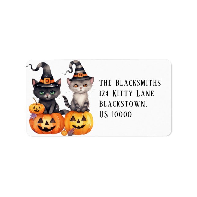 Étiquette Sweet Kittens sur l'adresse d'Halloween Citrouille (Devant)