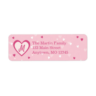 Étiquette Sweet Pink Hearts Valentine Adresse de retour