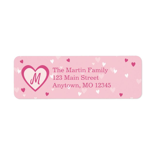 Étiquette Sweet Pink Hearts Valentine Adresse de retour (Devant)