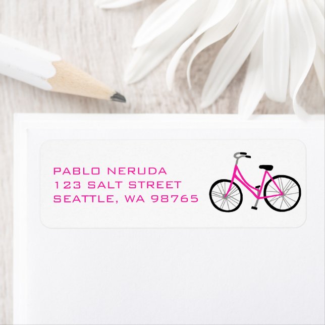 Étiquette Sweet Pink Vélo CUSTOM Adresse postale (En situation)