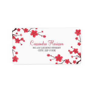 Étiquette Sweet Red Cherry Blossom Sakura Adresse florale