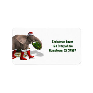 Étiquette Sweet Santa Claus Elephant
