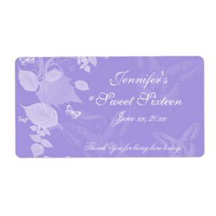 Étiquette Sweet sixteen, Bat mitzvah, Blanc Violet, Personna