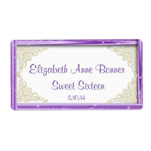 Étiquette Sweet sixteen, Lavande et blanc, Personnalisé