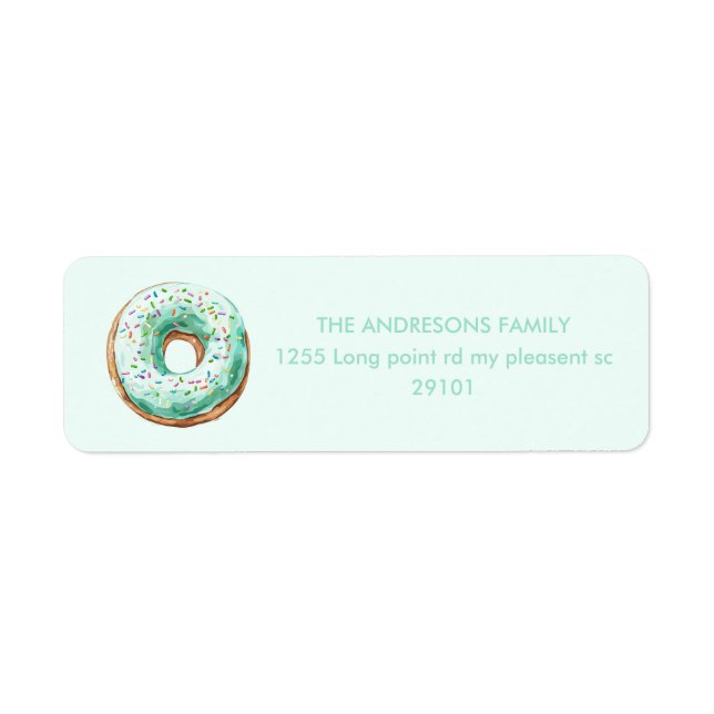 Étiquette Sweet Time Pastel Green Donut Anniversaire (Devant)