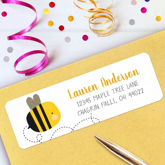 Étiquette Swete Jote Abeille Jaune Kawaii Adresse du Baby sh (Créateur téléchargé)