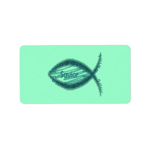 Étiquette Symbole chrétien de poissons de sauveur de Jésus