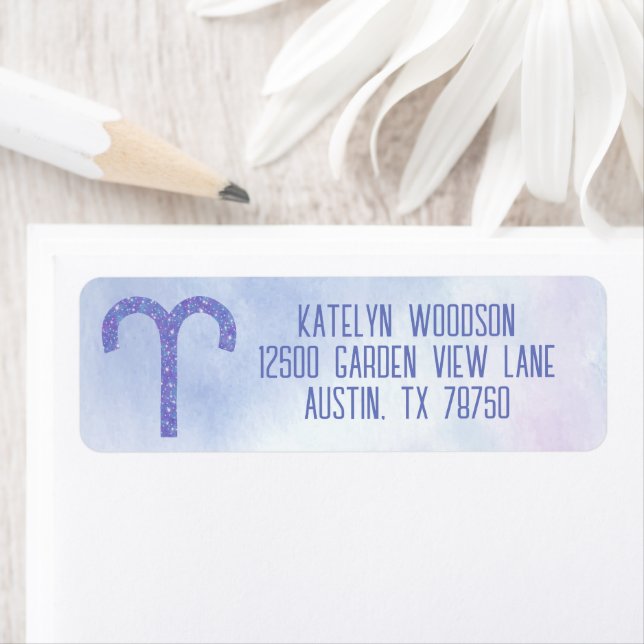 Étiquette Symbole d'astrologie de Pretty Aries Purple Annive (En situation)