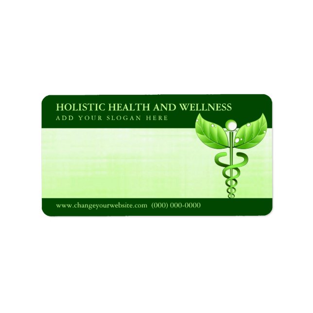 Étiquette Symbole de médecine alternative Light Green Caduce (Devant)
